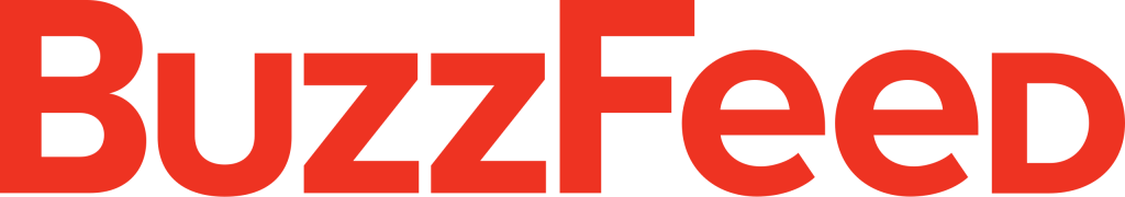 BuzzFeed-logo, rødt ordmærke i fed, moderne sans-serif