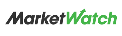 MarketWatch-logo i sort og grønt med opadgående pil integreret i bogstavet W